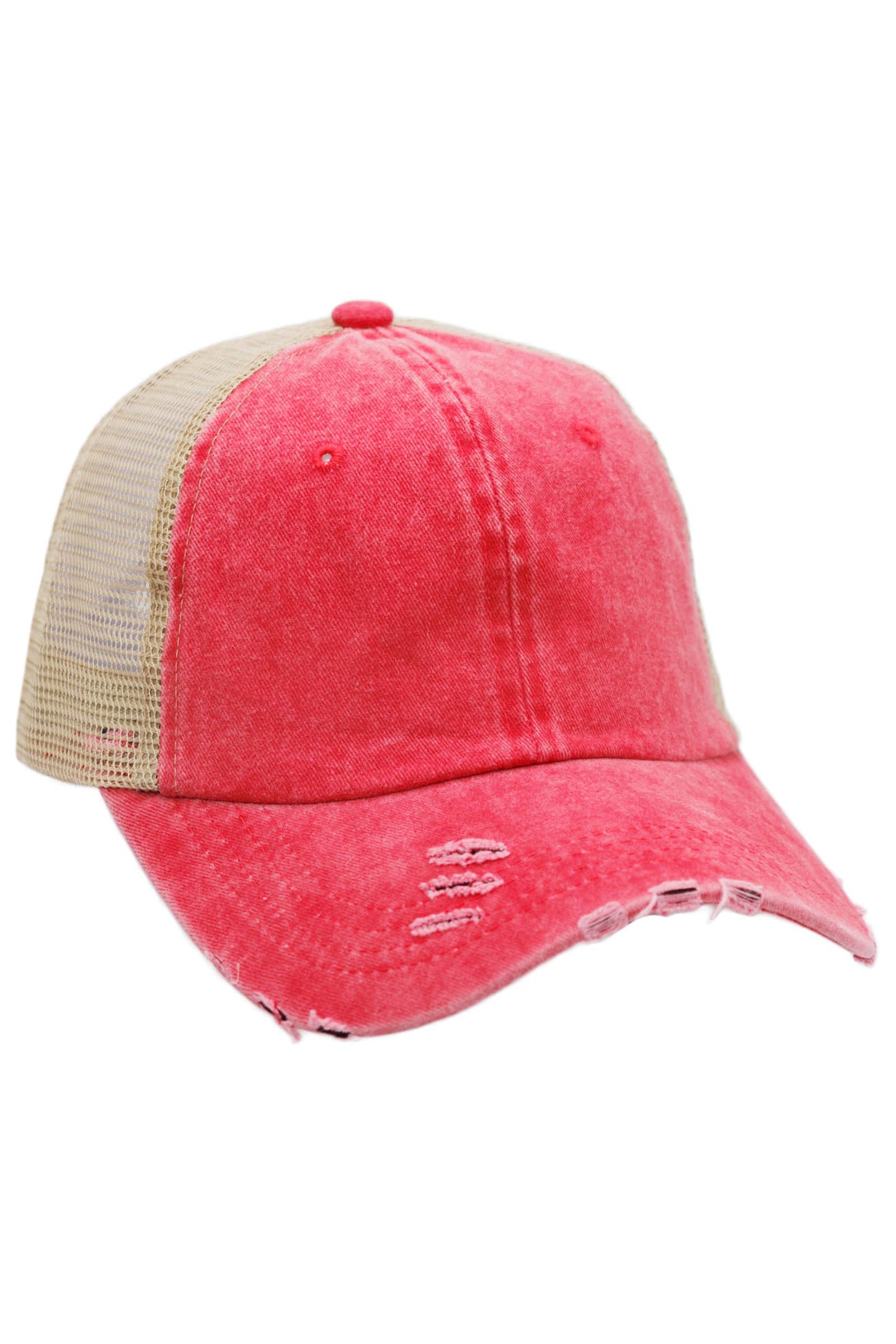 Two Tone Distressed Garment Dye Unstructured Trucker Hat