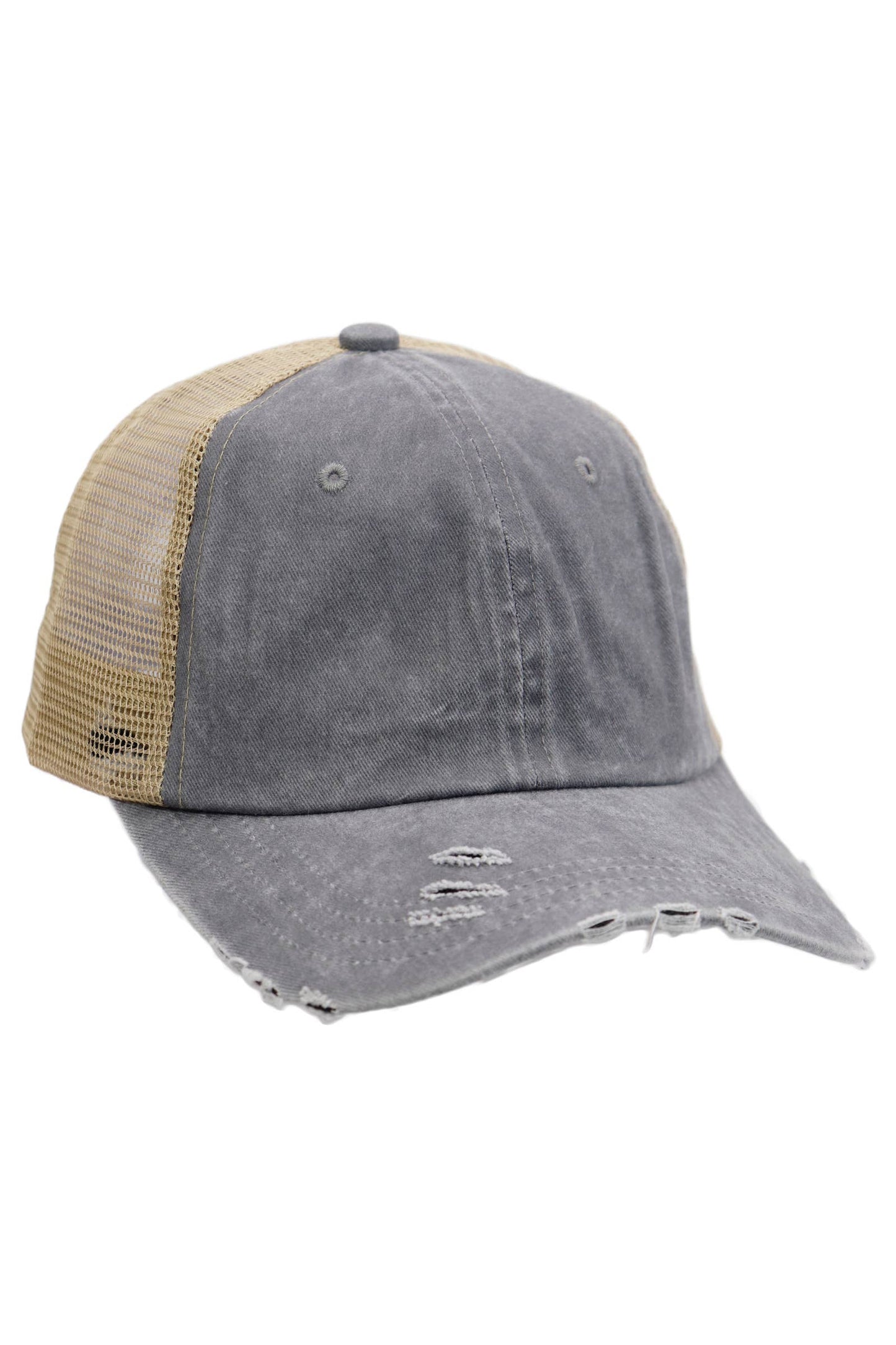 Two Tone Distressed Garment Dye Unstructured Trucker Hat