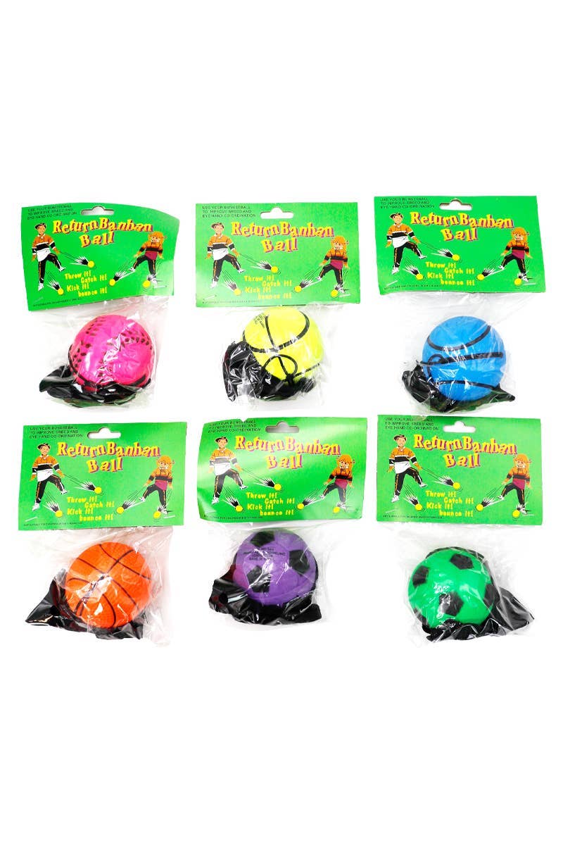 Throw Back Sports Bouncy Rubber Return Ball - 24 Pcs