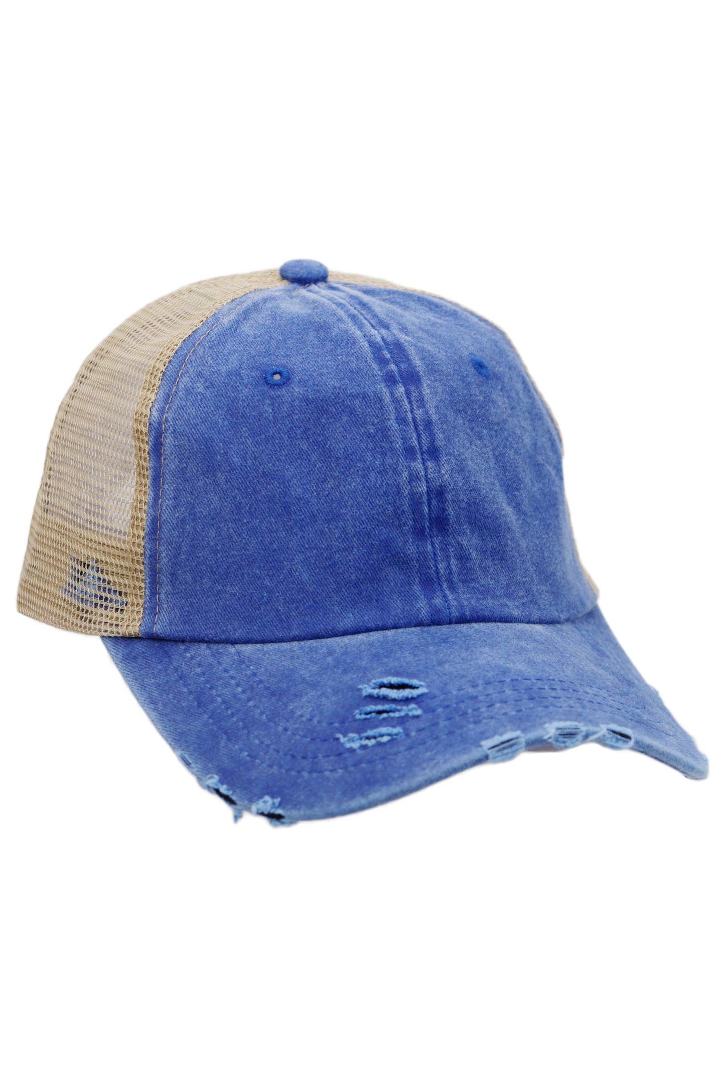 Two Tone Distressed Garment Dye Unstructured Trucker Hat