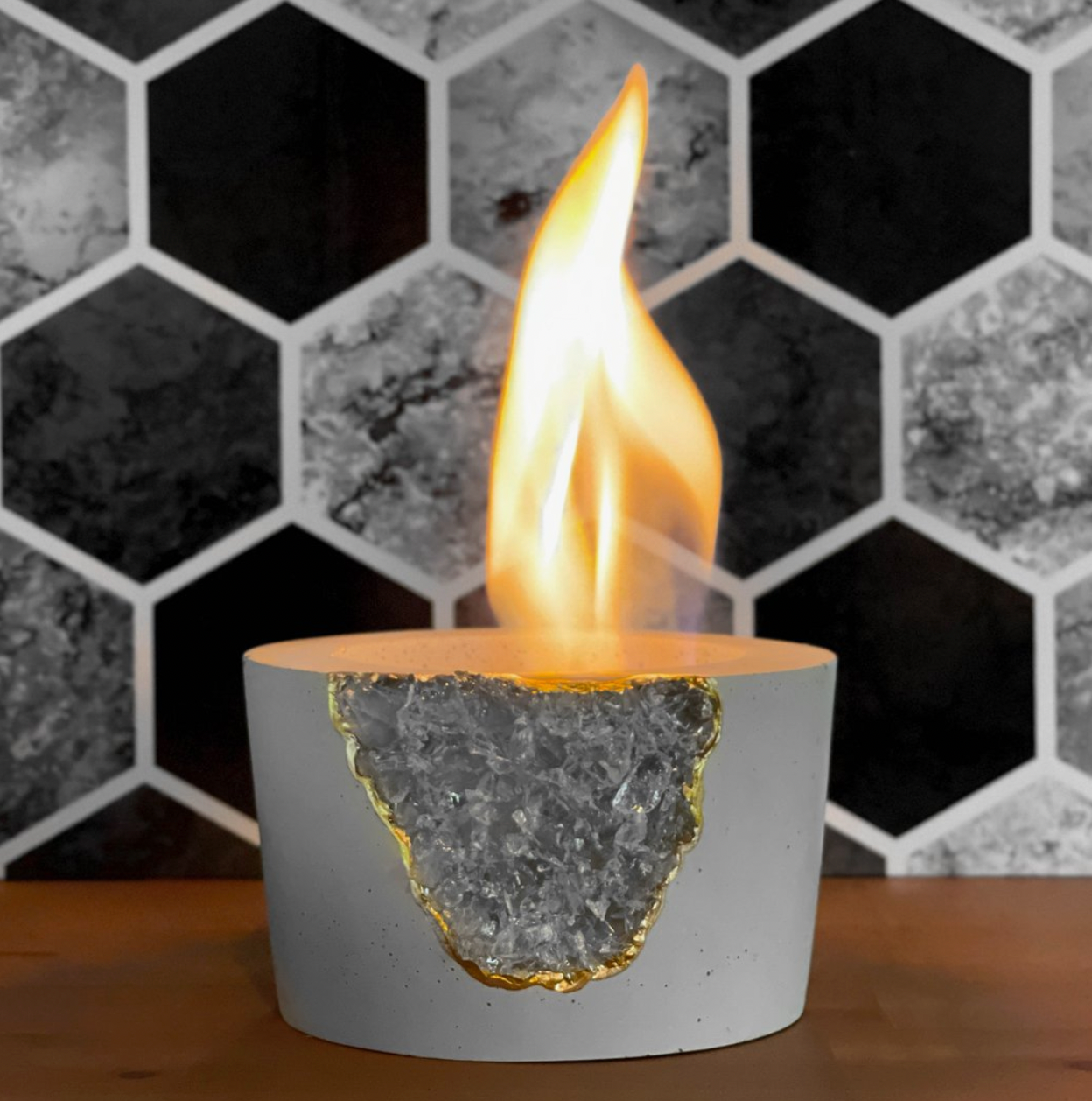Clear Quartz Geode Fire Pit