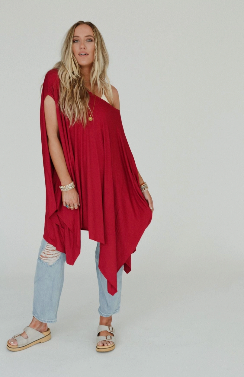 The Wren Tunic - Cranberry Red