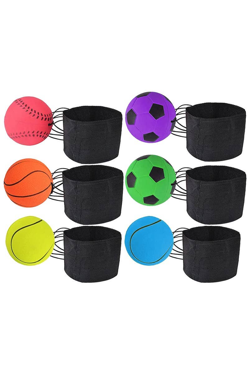 Throw Back Sports Bouncy Rubber Return Ball - 24 Pcs
