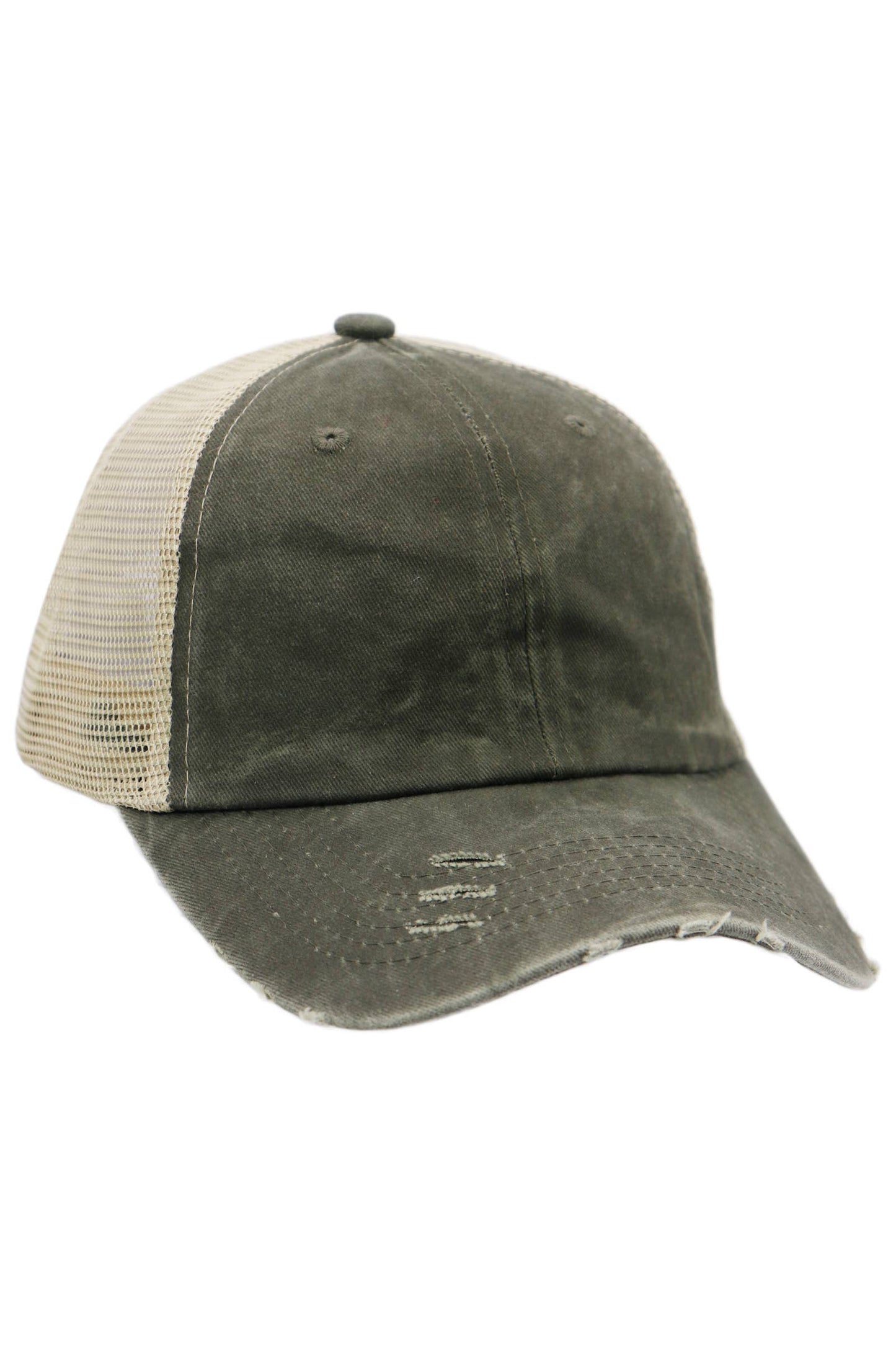 Two Tone Distressed Garment Dye Unstructured Trucker Hat
