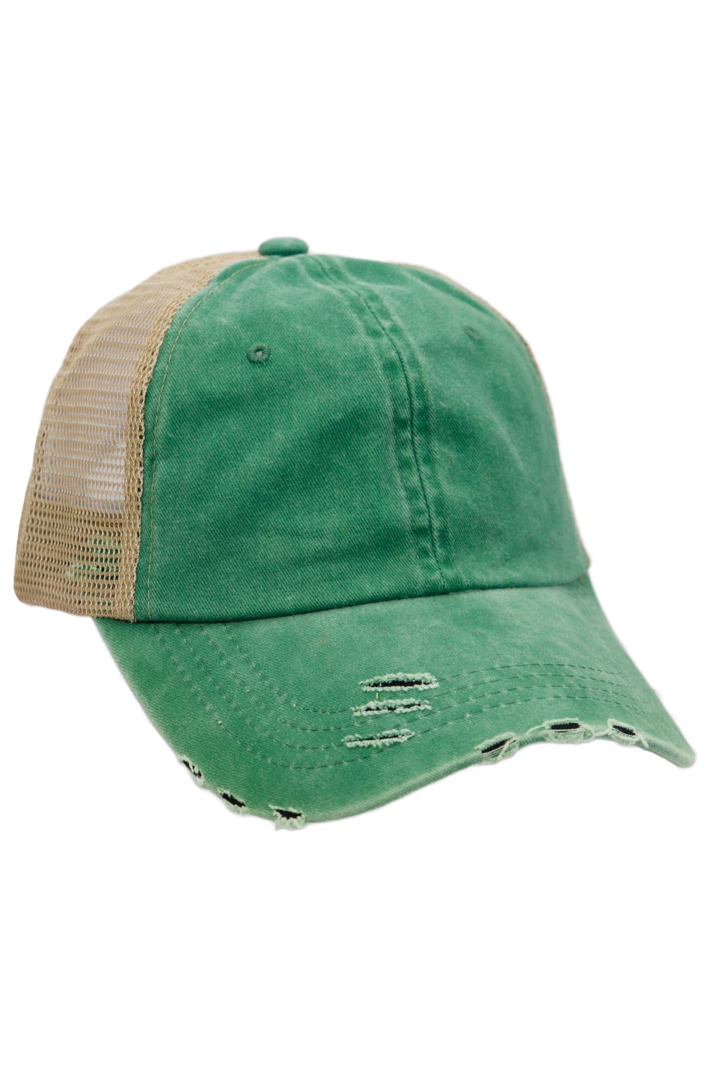 Two Tone Distressed Garment Dye Unstructured Trucker Hat