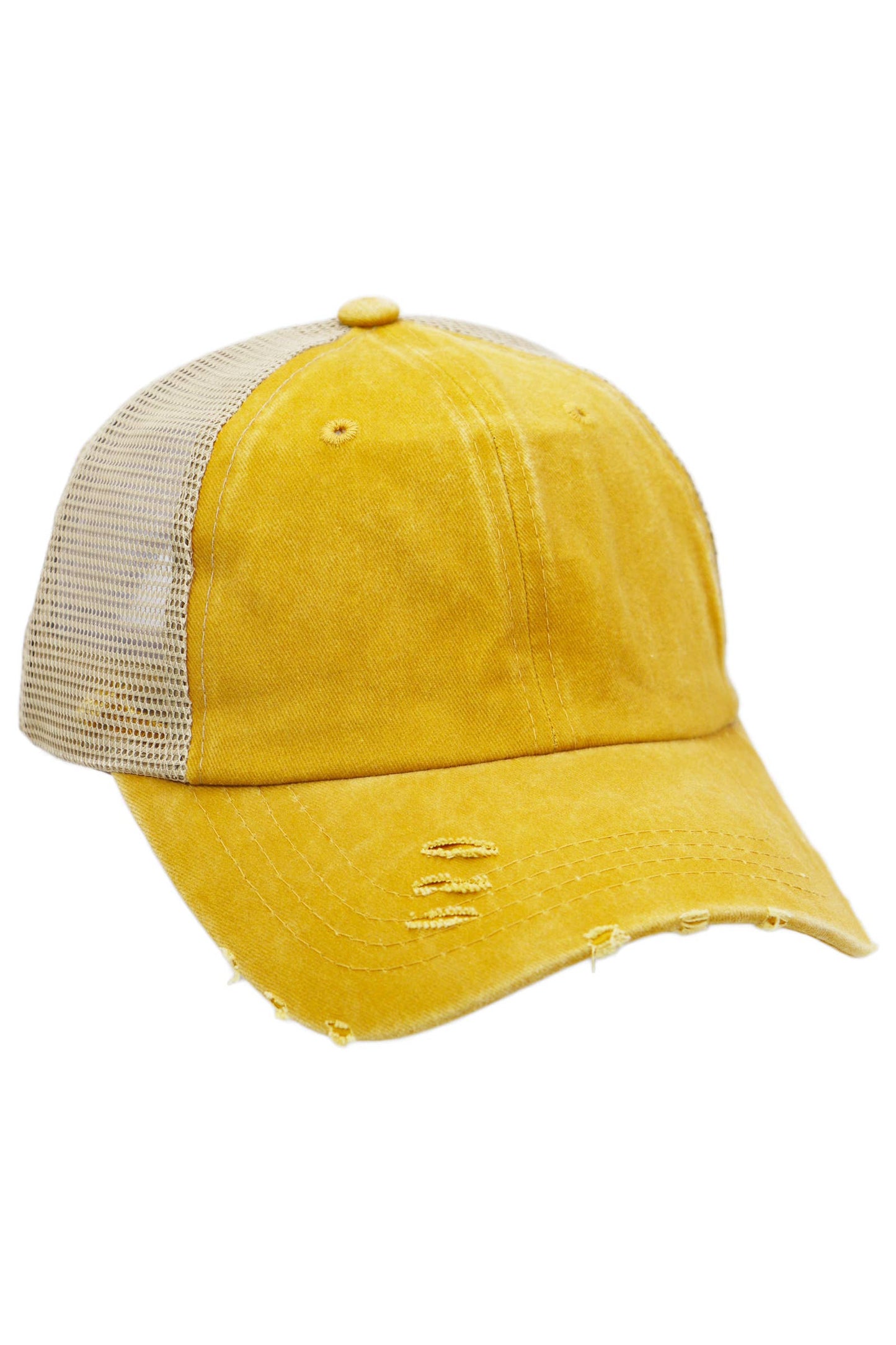 Two Tone Distressed Garment Dye Unstructured Trucker Hat