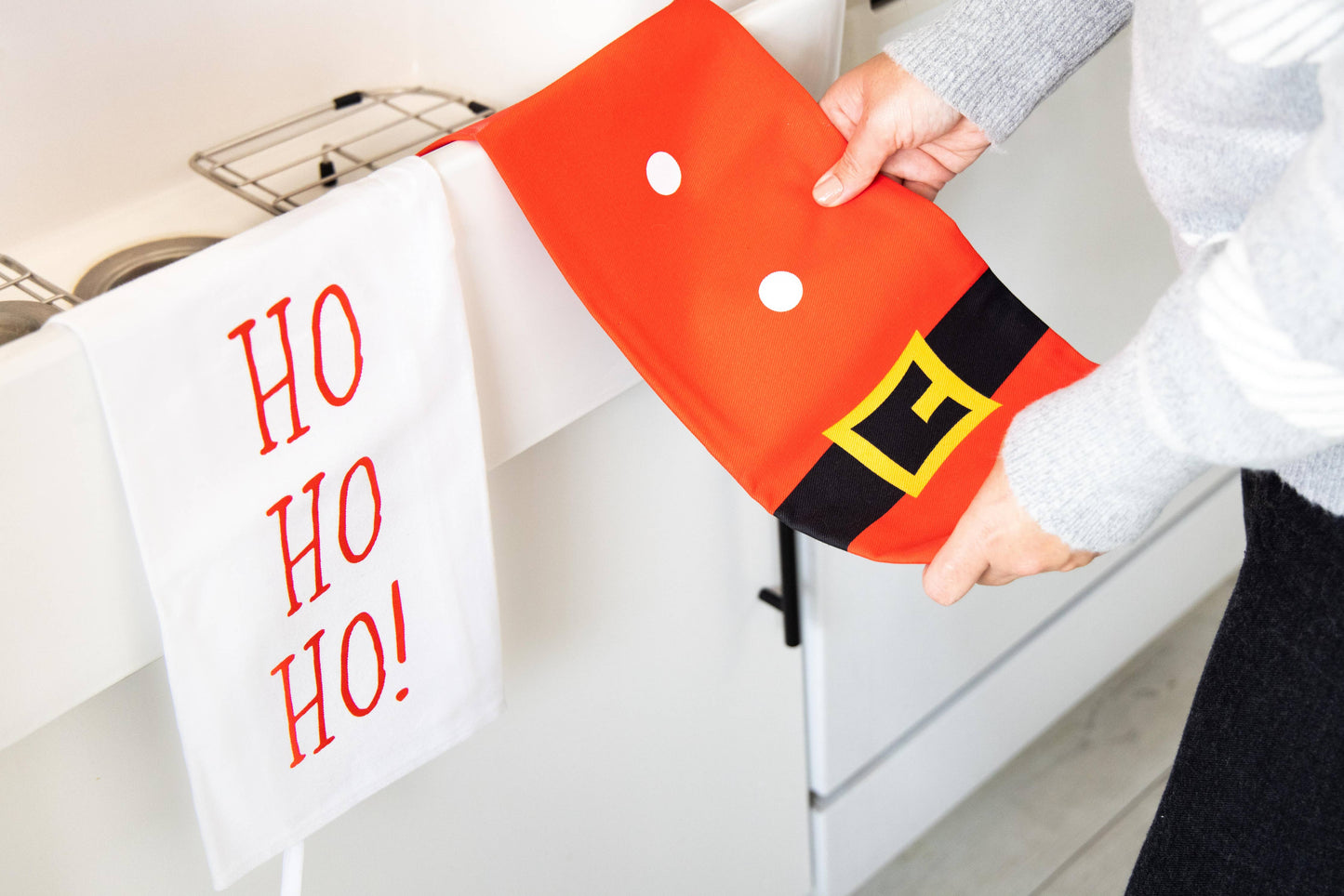 Ho Ho Ho Tea Towel Set, Kitchen Christmas Decor