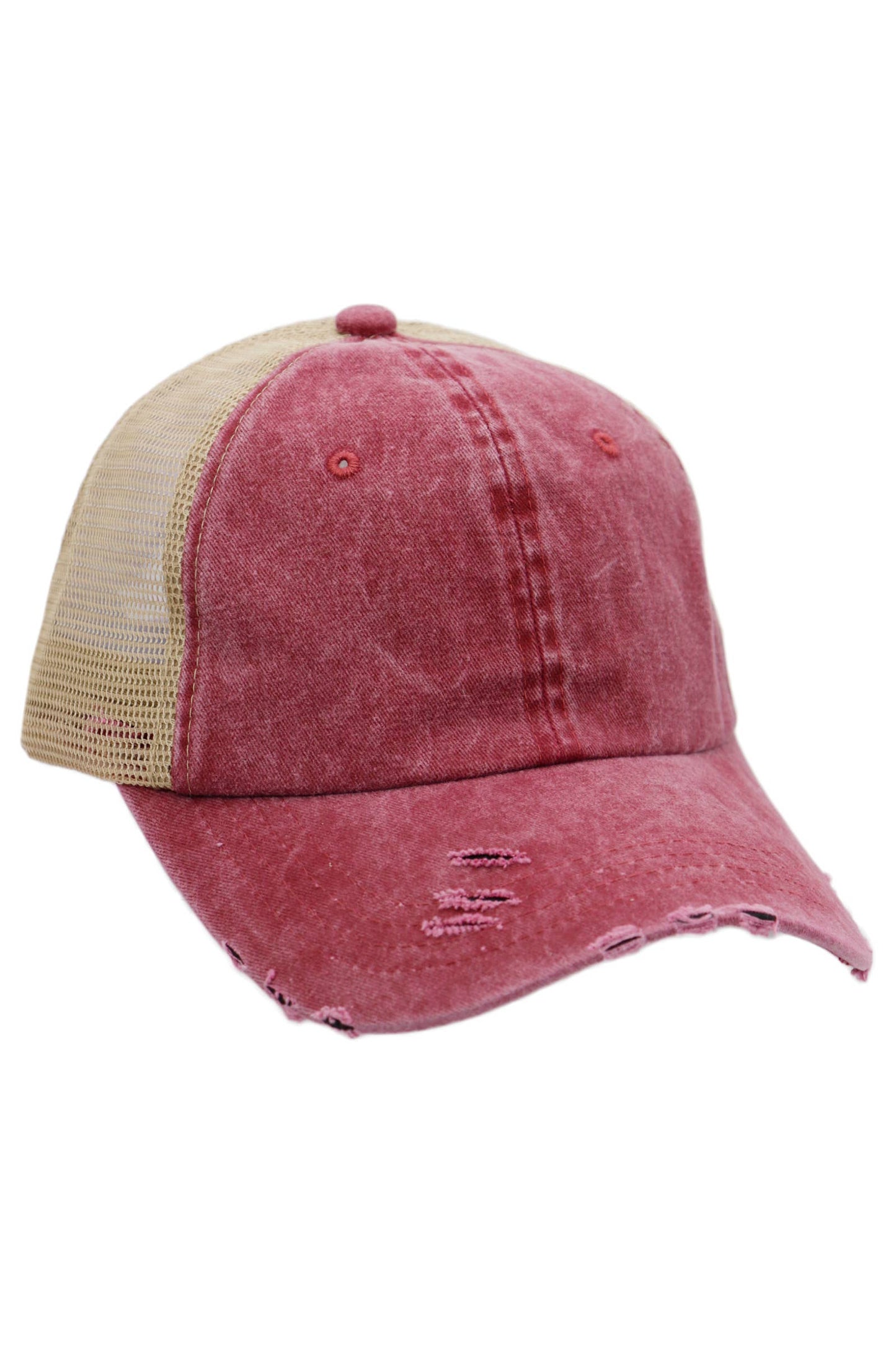 Two Tone Distressed Garment Dye Unstructured Trucker Hat