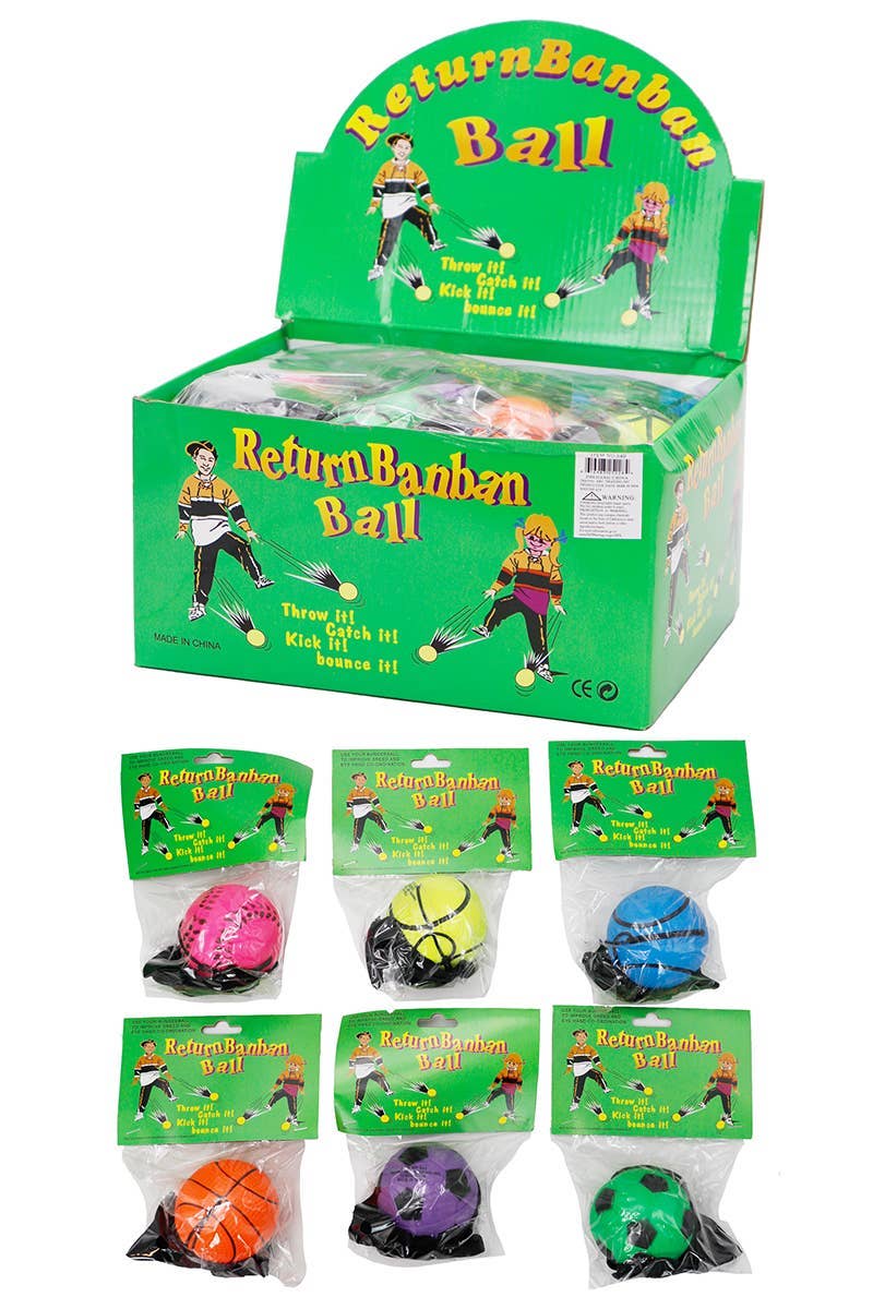 Throw Back Sports Bouncy Rubber Return Ball - 24 Pcs